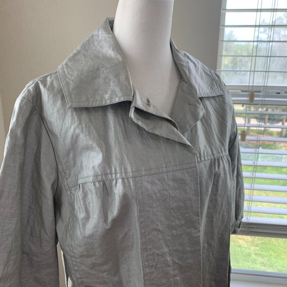 Chico's Womens Jacket and Tank Top Set Size 1 Medium Gray Silver Metallic Travel - Picture 5 of 13